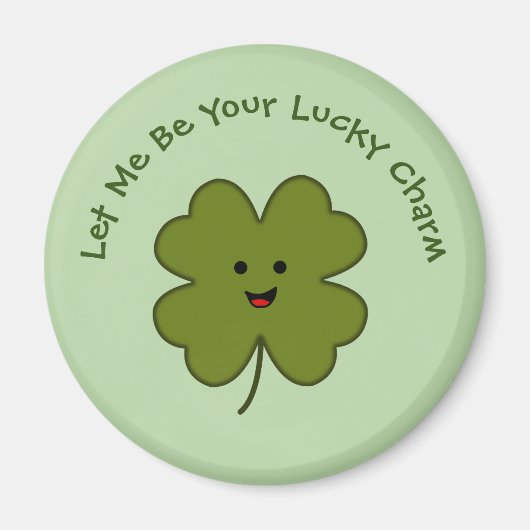 Lucky Charm Happy Four Leaf Clover Magnet (Vorne)