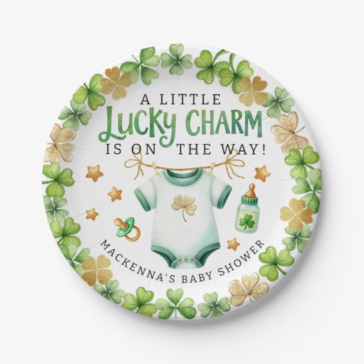 Lucky Charm Irish Baby Dusche Party Teller (Vorderseite)