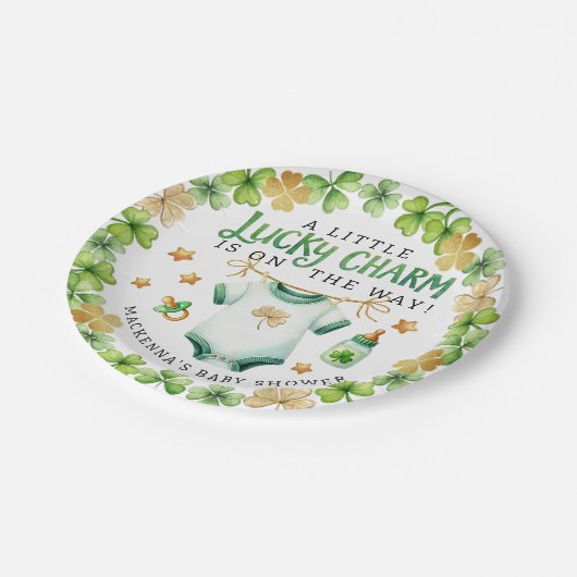 Lucky Charm Irish Baby Dusche Party Teller (Schrägansicht)