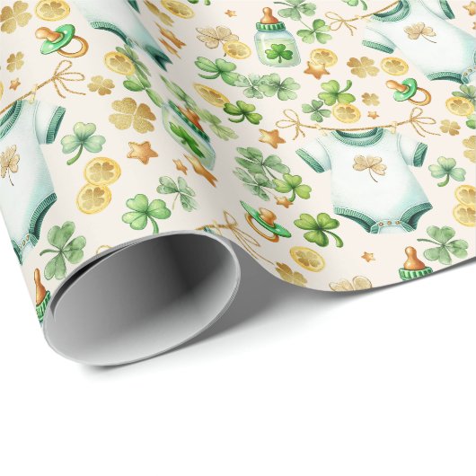 Lucky Charm Irish Baby Duschgeschenk Wrap Geschenkpapier (Rolleneckpunkt)