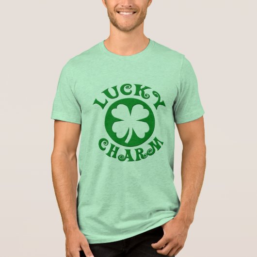 Lucky Charm Irish Vierblättriges Kleeblatt T - Shi Tri-Blend Shirt (Vorderseite)
