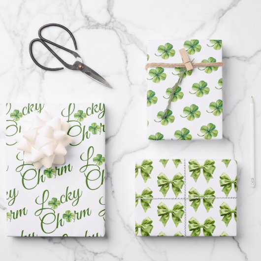 Lucky charm Klee St. Patrick's Day Baby Shower Geschenkpapier Set (Vorderseite)