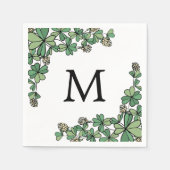 Lucky Charm Klee Weiße Blume Monogramm Serviette (Vorderseite)