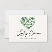 Lucky Charm Kleeblatt Heart Baby Dusche Dankeskarte (Vorderseite)