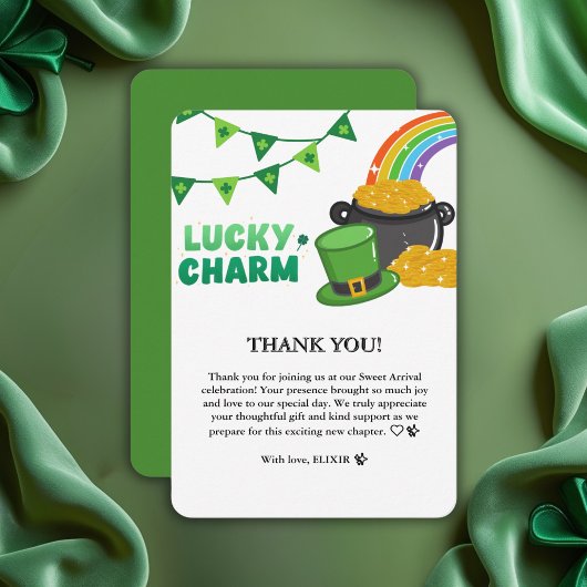 Lucky Charm Kleeblatt St. Patrick's Day Baby Showe Dankeskarte