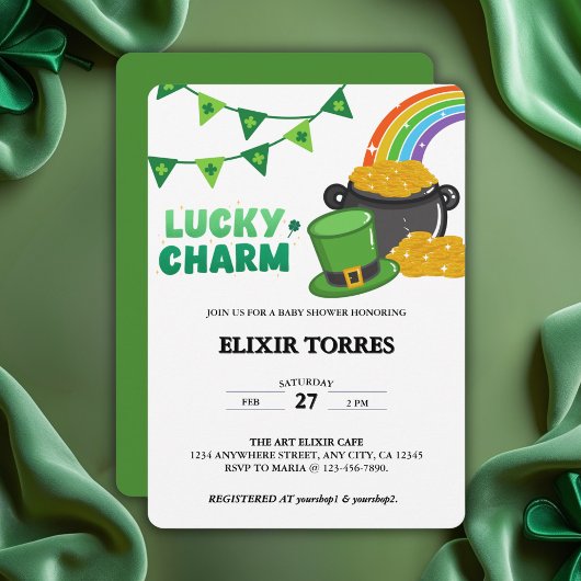 Lucky Charm Kleeblatt St. Patrick's Day Baby Showe Einladung