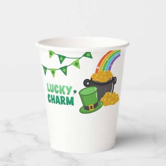 Lucky Charm Kleeblatt St. Patrick's Day Baby Showe Pappbecher (Vorderseite)