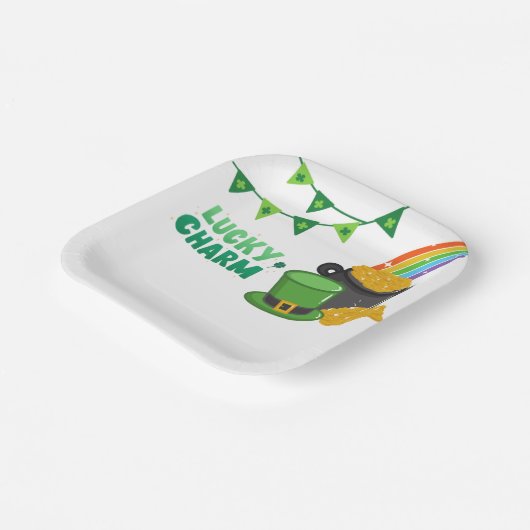 Lucky Charm Kleeblatt St. Patrick's Day Baby Showe Pappteller (Gewinkelt)