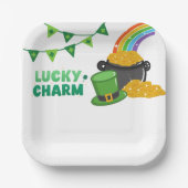 Lucky Charm Kleeblatt St. Patrick's Day Baby Showe Pappteller (Vorderseite)