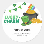 Lucky Charm Kleeblatt St. Patrick's Day Baby Showe Runder Aufkleber (Vorderseite)