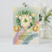 Lucky Charm Kleeblatt und Rainbow Baby Dusche Dankeskarte (Stehend Vorderseite)