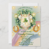 Lucky Charm Kleeblatt und Rainbow Baby Dusche Einladung (Vorderseite)