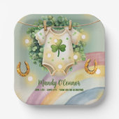 Lucky Charm Kleeblatt und Rainbow Baby Dusche Pappteller (Vorderseite)
