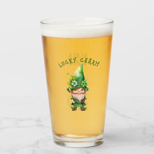 Lucky Charm Leprechaun Gnome - Personalisiert Glas (Vorne (Gefüllt))