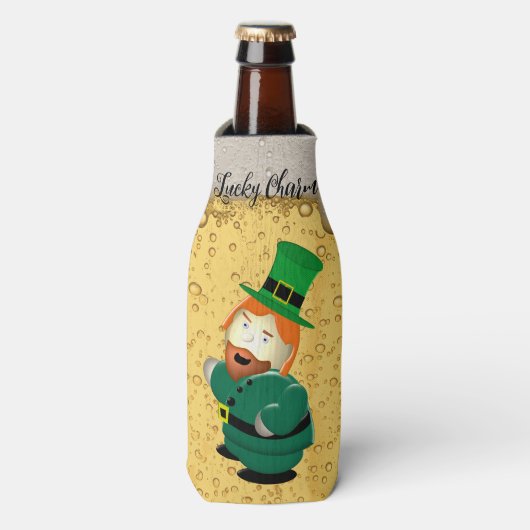 Lucky Charm Leprechaun Irish Bubbly Golden Beer Flaschenkühler (Flaschenvorderseite)