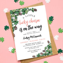 Lucky Charm On Way Girl Baby Dusche