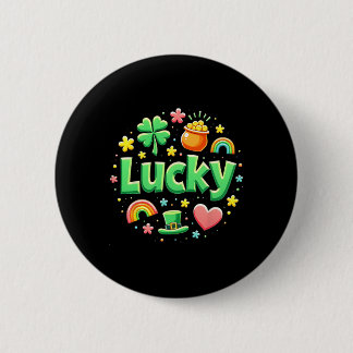 Lucky Charm Patricks Day Pot Of Gold Irish Shamroc Button