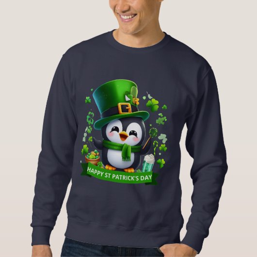 Lucky Charm Penguin - St. Patrick's Day Celebratio Sweatshirt (Vorderseite)