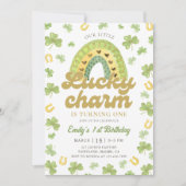 Lucky Charm Rainbow Shamrock Birthday  Invitation Einladung (Vorderseite)