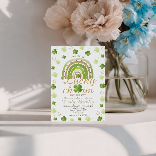 Lucky Charm Shamrock Baby Shower Invite Einladung