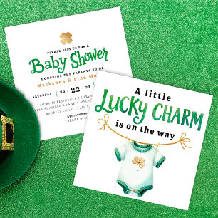 Lucky Charm Square Kinderdusche Einladung