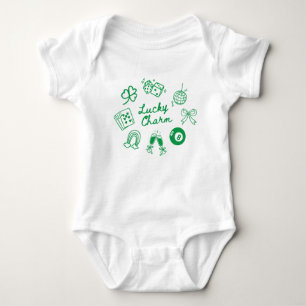 Lucky Charm St Patricks Day Lucky Clover Baby Strampler