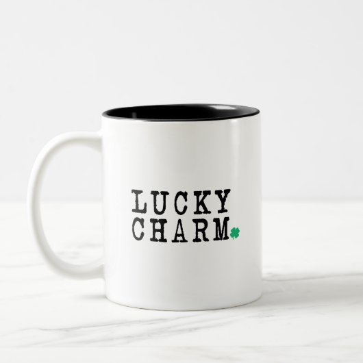 Lucky Charm St Patricks Day Lucky Clover Zweifarbige Tasse (Links)