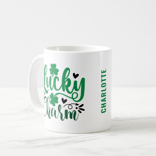 Lucky Charm St Patricks Day Personalisiert Kaffeetasse (Vorderseite Links)
