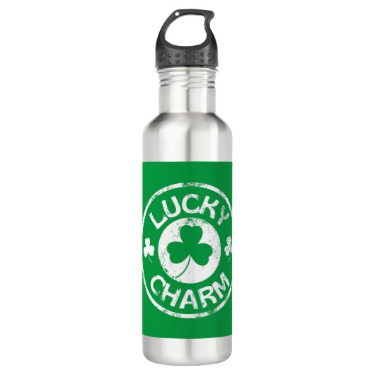 Lucky Charm Vintag St Patrick's Day Edelstahlflasche (Vorderseite)