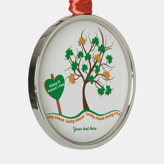 Lucky Charme Baumklee Kleeblatt St. Patricks Day Silbernes Ornament (Rechts)