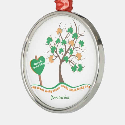 Lucky Charme Baumklee Kleeblatt St. Patricks Day Silbernes Ornament (Links)