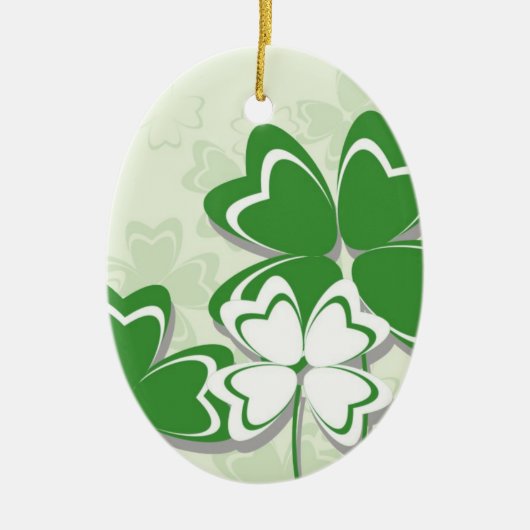 Lucky Charme Irish Klee Kleeblatt St Patricks Day Keramik Ornament (Vorne)