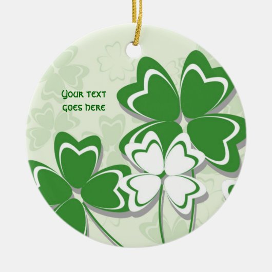 Lucky Charme Irish Klee Kleeblatt St Patricks Day Keramik Ornament (Vorne)