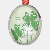 Lucky Charme Irish Klee Kleeblatt St Patricks Day Silbernes Ornament (Links)