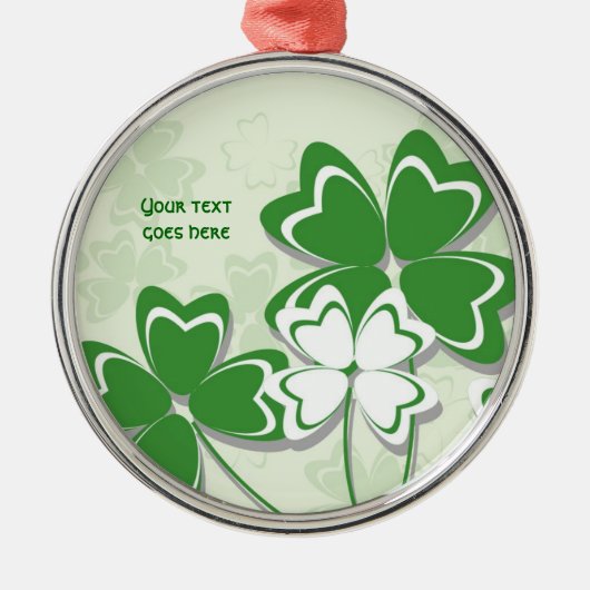 Lucky Charme Irish Klee Kleeblatt St Patricks Day Silbernes Ornament (Vorne)