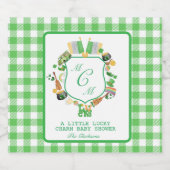 Lucky charme Monogram Gingham Getränke Label Set Bierflaschenetikett (Einzelnes Label)