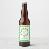 Lucky charme Monogram Gingham Getränke Label Set Bierflaschenetikett (Vorderseite)