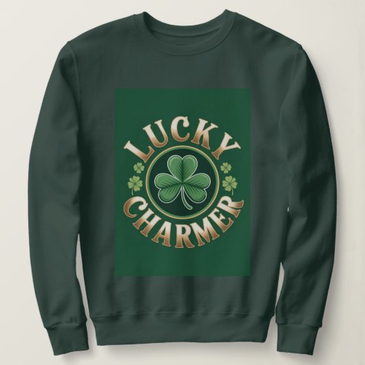 Lucky Charmer Damen Sweatshirt in Waldgrün (Design vorne)