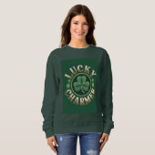 Lucky Charmer Damen Sweatshirt in Waldgrün (Vorne ganz)