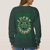 Lucky Charmer Damen Sweatshirt in Waldgrün (Rückseite)