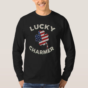 Lucky Charmer Grunge-Herz USA-Flagge St. Patrick's T-Shirt