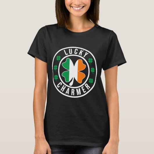 Lucky Charmer Irish Flag Shamrock T Shirt (Vorderseite)