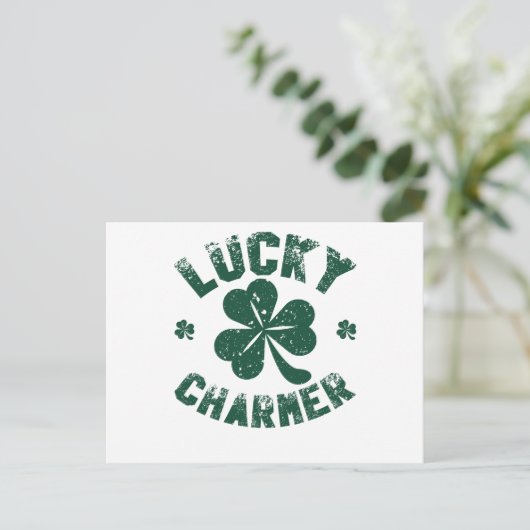 Lucky Charmer Kleeblatt Funny St. Patrick's Day Postkarte (Stehend Vorderseite)