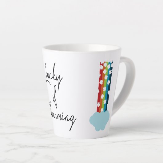 Lucky & Charming Rainbow 4-Leaf Clover Minimalisti Milchtasse (Rechte Ecke)