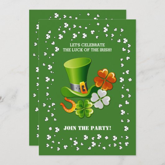 Lucky Charms St. Patrick's Day Party Einladung (Vorne/Hinten)