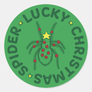 Lucky Christmas Spider Runder Aufkleber