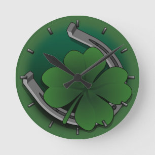 Lucky Clock St. Patrick's Lucky Charm Wall Clock Runde Wanduhr