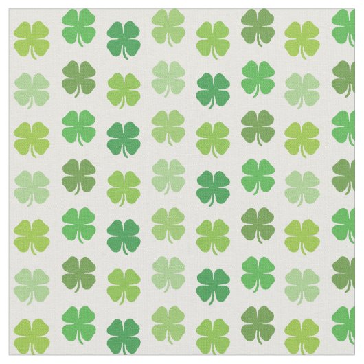 Lucky Closing Stoff weiß mit grünen Kleeblättern (Nahaufnahme)