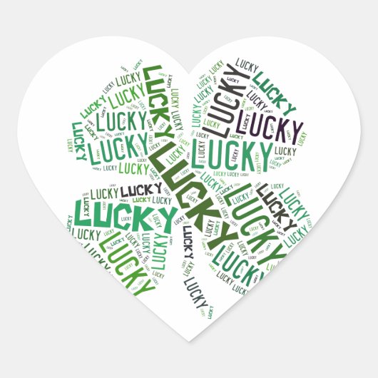 Lucky Closing Word Art Herz-Aufkleber (Vorderseite)