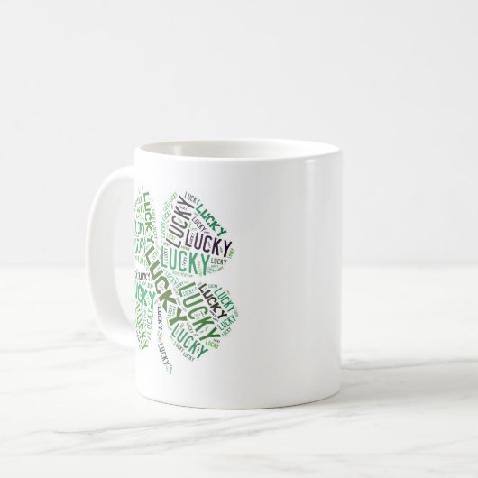 Lucky Closing Word Art Kaffeetasse (Vorderseite Links)